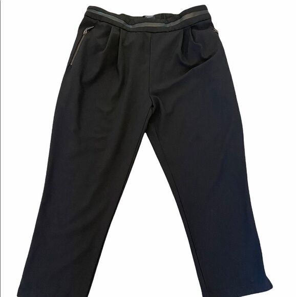 MARK Black Elastic Waist Faux Leather Trim Pant XL - Picture 3 of 9